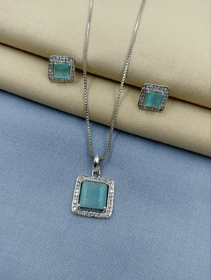 Pihoo Enterprise Alloy Silver Turquoise Jewellery Set(Pack of 1)
