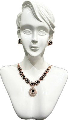 V.V. Sons Alloy Gold-plated Black Jewellery Set(Pack of 1)