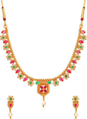 AADITA Copper Gold-plated Multicolor Jewellery Set(Pack of 1)