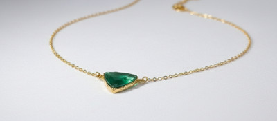 hhkl Glass Gold-plated Green Jewellery Set(Pack of 1)