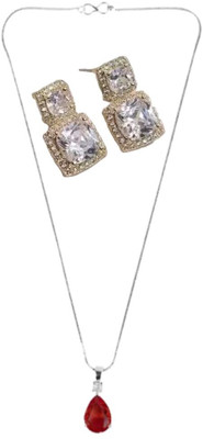 SKG Fashions Stone Red, Silver Jewellery Set(Pack of 1)