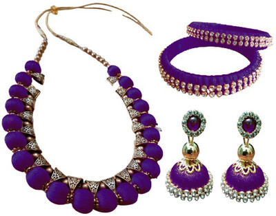SCFPKPR Stone, Dori Purple Jewellery Set(Pack of 3)