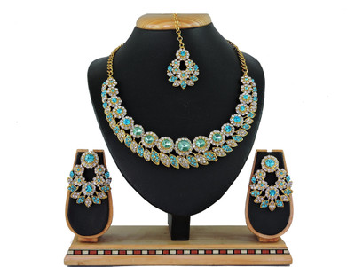 KAHAR CREATION Alloy Gold-plated Blue, Silver Jewellery Set(Pack of 1)