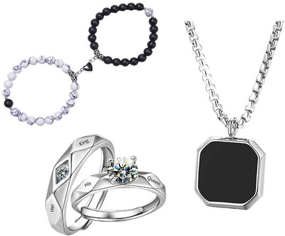 ruby collection Alloy Sterling Silver Black Jewellery Set(Pack of 3)