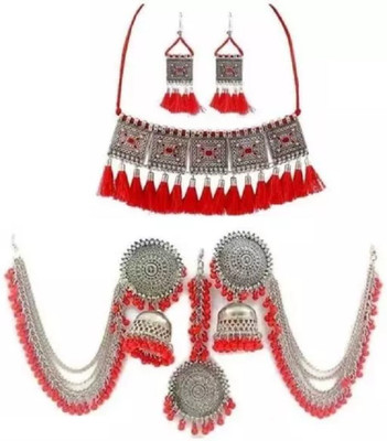 Mystory Alloy Red, Silver Jewellery Set(Pack of 1)