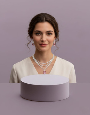 Saika Alloy Sterling Silver Blue Jewellery Set(Pack of 1)