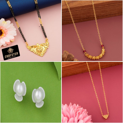 CRAFTSTER Brass, Alloy Gold-plated Gold, Multicolor Jewellery Set(Pack of 4)