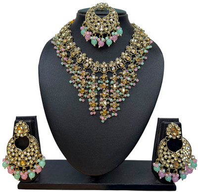 Zarmar fashion Alloy Gold-plated Pink, Green Jewellery Set(Pack of 1)