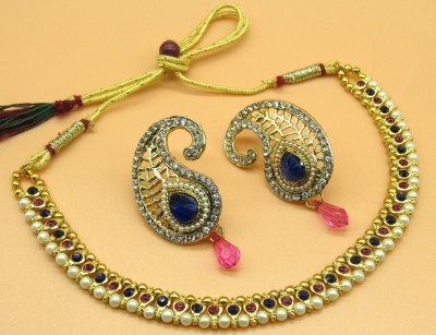 SHREE MAULI CREATION Alloy Gold-plated Blue, Pink Jewellery Set(Pack of 2)