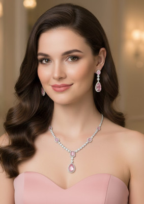 KD JEWELLERS Brass Pink Jewellery Set(Pack of 1)