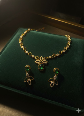 sr pro Alloy Gold-plated Green Jewellery Set(Pack of 1)