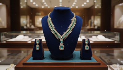 Rekhacosmetic Alloy 999 Silver Green Jewellery Set(Pack of 5)