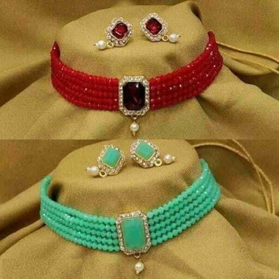 Ruhi Alloy Red, Green Jewellery Set(Pack of 1)