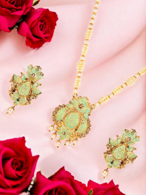 Angel In You Brass Gold-plated Green Jewellery Set(Pack of 1)