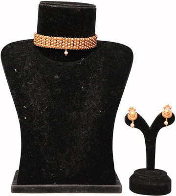 Ethnicking Alloy Gold-plated Pink Jewellery Set(Pack of 1)