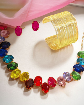 Orangenysha Alloy Gold-plated Multicolor Jewellery Set(Pack of 3)