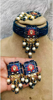 SatnamCreation Alloy Gold-plated Blue Jewellery Set(Pack of 1)