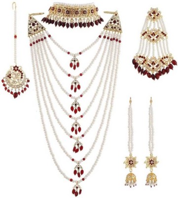 Perfectretail Mother of Pearl Gold-plated Maroon Jewellery Set(Pack of 1)