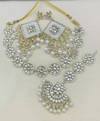 MFC Alloy Gold-plated White Jewellery Set(Pack of 4)