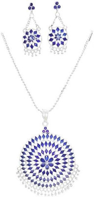balaji gold Copper Gold-plated Blue, Silver Jewellery Set(Pack of 1)