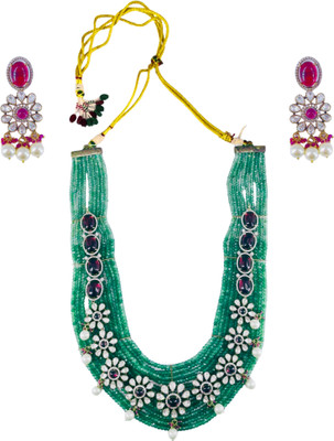 OMID Brass Brass Green Jewellery Set(Pack of 3)