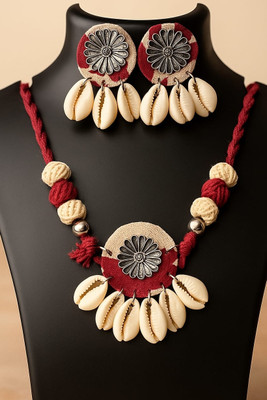 NYSA JEWELS Fabric Maroon Jewellery Set(Pack of 1)