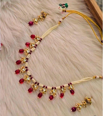 MK Gallery Alloy Red Jewellery Set(Pack of 1)