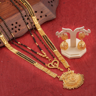 Sangria Brass Gold-plated Gold Jewellery Set(Pack of 3)