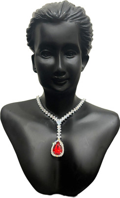 V.V. Sons Alloy Red, Silver Jewellery Set(Pack of 1)