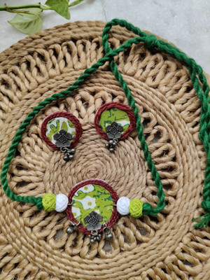 Sinsri Fabric Green Jewellery Set(Pack of 1)