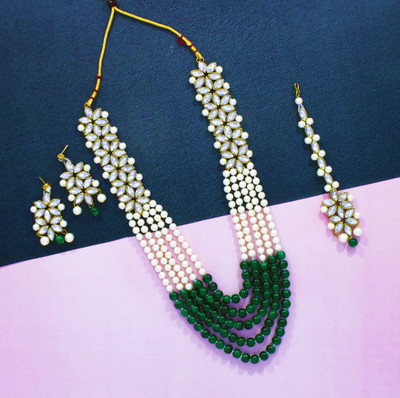 Guarantee Ornament House Brass Gold-plated Green Jewellery Set(Pack of 1)