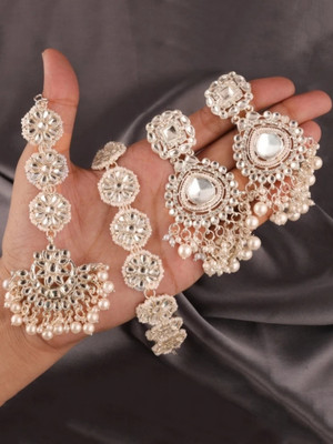 HHJEWELRY Alloy Gold-plated White, Gold Jewellery Set(Pack of 3)