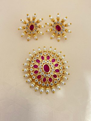 SNEH CREATIONS Brass Gold-plated Ruby Red Jewellery Set(Pack of 1)