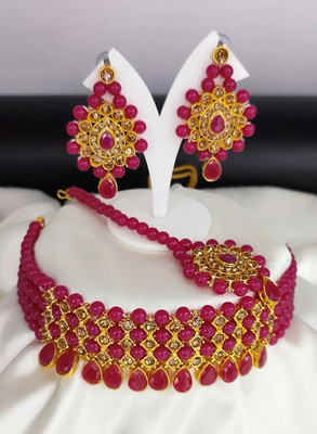 Ruhi Alloy Pink, Gold Jewellery Set(Pack of 1)