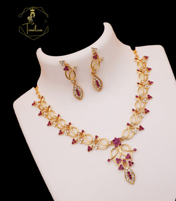 TINALIVA Brass Gold-plated Multicolor Jewellery Set(Pack of 1)