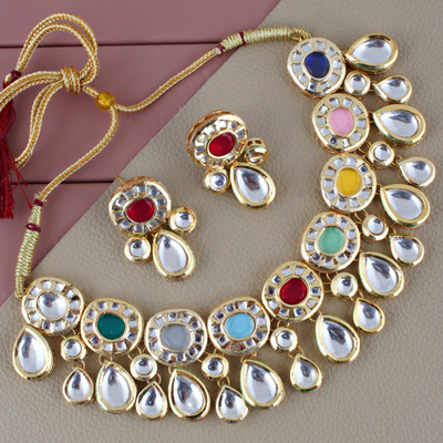 Lucky Jewellery Alloy Gold-plated Multicolor Jewellery Set(Pack of 4)