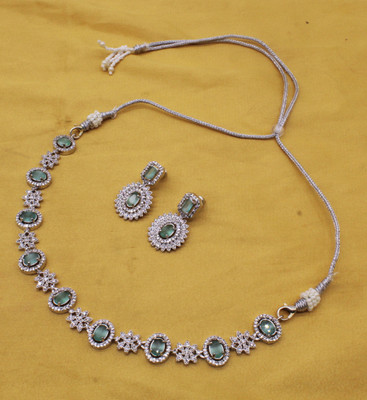 Shining Angel Copper Silver Green Jewellery Set(Pack of 3)