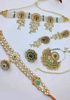 RajputiFancy Alloy Gold-plated Green Jewellery Set(Pack of 6)