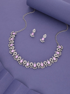 brado jewellery Brass Gold-plated Silver, White, Purple Jewellery Set(Pack of 1)