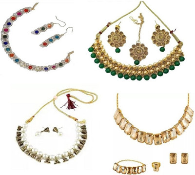 Shiv Alloy Multicolor, Green, White, Gold Jewellery Set(Pack of 1)