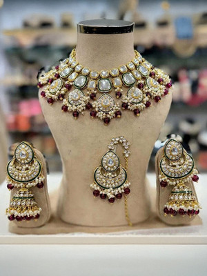 Orbis Alloy Gold-plated Maroon Jewellery Set(Pack of 4)