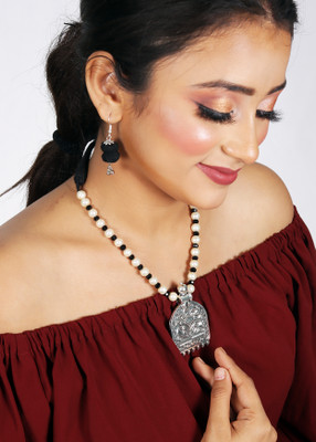 DOM Oxidised Silver Multicolor Jewellery Set(Pack of 2)