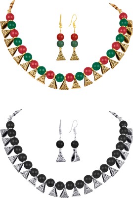 JFL - Jewellery for Less Brass, Copper Gold-plated, Silver Red, Green, Black Jewellery Set(Pack of 1)