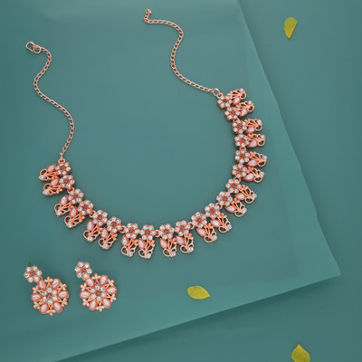 Vedda Brass Gold-plated Rose Gold, Pink Jewellery Set(Pack of 1)