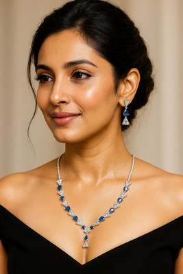 Gujarat Grace Collection Sterling Silver Purple Jewellery Set(Pack of 1)