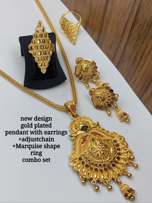 Om Krishiv Collection Brass Gold-plated Gold Jewellery Set(Pack of 2)