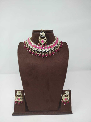 rajlaxmi Alloy Gold-plated Ruby Red Jewellery Set(Pack of 3)