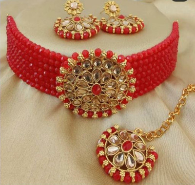 Shree Sundha immitation Alloy Gold-plated Red Jewellery Set(Pack of 1)