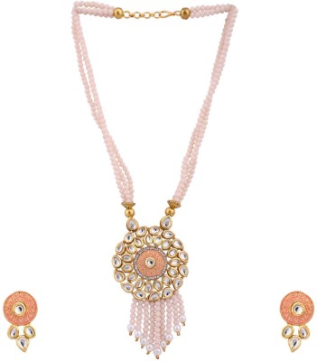 STYLOO FASHION Brass Gold-plated Pink Jewellery Set(Pack of 3)