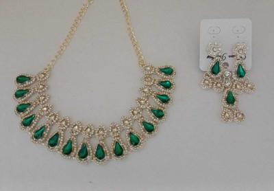 Marsify World Brass, Alloy Sterling Silver Green Jewellery Set(Pack of 1)